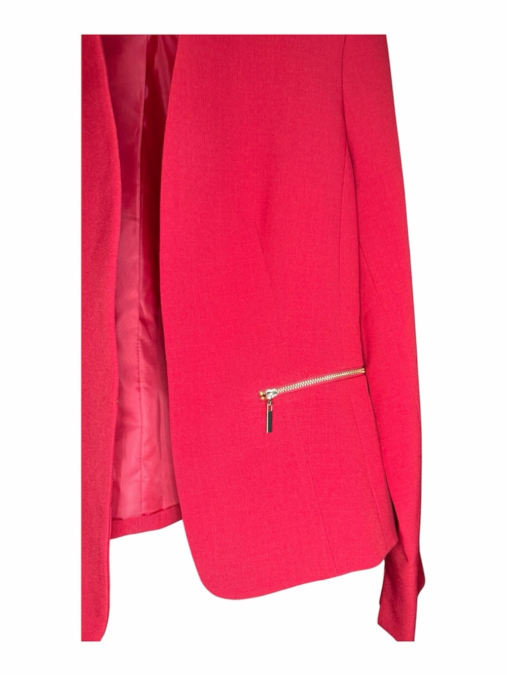 Evan Picone Red Open-Front Blazer with Gold Zip Pockets - Picture 5 of 9